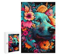 Puzzles 1000 pièces pour adolescents portrait de loup floral - 3 puzzles pour adultes jeux de relaxation cadeaux pour femmes cadeaux pour amis et famille 1000 pièces