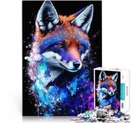 Puzzles 1000 pièces pour Adolescents Portrait de Renard néon Jeu Familial Anti-Stress Défi Difficile Une œuvre d'art 38x26cm