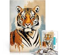 Puzzles 1000 pièces pour Adolescents Portrait de Tigre Abstrait Vintage Jeux éducatifs est idéal comme Cadeau pour Toute la Famille 38x26cm