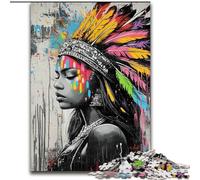 Puzzles 1000 pièces pour Adolescents Princesse Indienne Graffiti, pour Les 14 Ans et Plus Un Jeu Stimulant à Offrir à Toute la Famille et aux Amis (Taille 26x38cm)