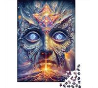 Puzzles 1000 Pièces pour Adolescents Psychedelic Alien Face Art Print Puzzles pour Adultes Jeux De Détente Vacances À La Maison Tuer Le Temps Stimuler Le Cerveau 38x26cm/1000pcs