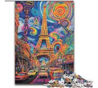 Puzzles 1000 pièces pour Adolescents Psychédélique Eiffel, Jeu Stimulant, Jouets, décoration Murale, Cadeaux d'anniversaire et de Noël Uniques (Taille 50x75cm)