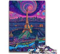 Puzzles 1000 pièces pour Adolescents Psychédélique Eiffel pour 14 Ans et Plus Jouet éducatif intellectuel décompressant Superbe Cadeau 26X38CM