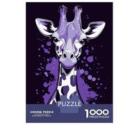 Puzzles 1000 Pièces pour Adolescents Purple Giraffe Portrait Puzzle Jouet Décoration Murale Vacances À La Maison Cadeaux pour Les Amis Et La Famille 52x38cm/1000pcs