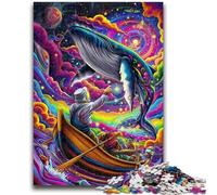 Puzzles 1000 pièces pour Adolescents, Puzzles Baleines psychédéliques, Anti-Stress, séjour, Tuer Le Temps, liste de souhaits avec Le Père Noël (75x50cm)