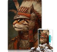 Puzzles 1000 pièces pour Adolescents, Puzzles Cat Warrior pour Adultes, Anti-Stress, défi Difficile, Cadeaux du Père Noël Secret (Taille 75x50cm)