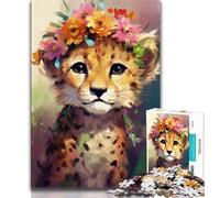 Puzzles 1000 pièces pour Adolescents, Puzzles colorés bébé léopard pour Adolescents, Jeu de Quiz, décoration Murale, Cadeaux d'anniversaire et de Noël Uniques (Taille 75x50cm)