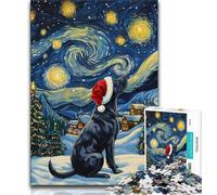 Puzzles 1000 pièces pour Adolescents Puzzles Labrador de Noël pour Adultes Jeu Familial éducatif adapté à la décoration de Bureau 75x50cm