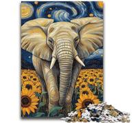 Puzzles 1000 pièces pour Adolescents, Puzzles Tournesol et éléphant pour Adultes, Anti-Stress, défi Difficile, Cadeaux du Père Noël Secret (26x38cm)