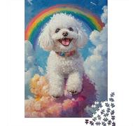 Puzzles 1000 Pièces pour Adolescents Rainbow Poodle Painting Puzzles pour Adolescents, Jouets, Décoration Murale, Cadeaux pour Femmes, Cadeau d'anniversaire, Cadeaux, 38x26cm/1000pcs