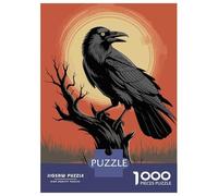 Puzzles 1000 Pièces pour Adolescents Raven on A Branch at Sunset Puzzles pour Adolescents, Jouets Anti-Stress, Difficile, Excellent Cadeau pour Les Jeux 70x50cm/1000pcs