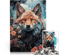 Puzzles 1000 pièces pour Adolescents Renard aux Yeux Bleus Fantaisie Jeu de Quiz avec des pièces de Formes aléatoires entièrement imbriquées 38x26cm