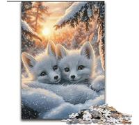 Puzzles 1000 pièces pour Adolescents Renard Blanc endormi, Jouets éducatifs et Anti-Stress pour l'interaction Parent-Enfant (Taille 26x38cm)