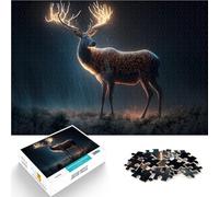 Puzzles 1000 pièces pour Adolescents Renne Lumineux Jouets Jeux éducatifs Soulagement du Stress Décoration Parfaite 52x38cm
