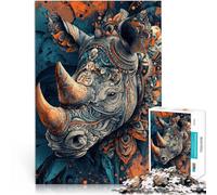 Puzzles 1000 pièces pour Adolescents Rhinocéros Animal Jouets de Divertissement Familial Renforcer l'amour Entre Les Couples 50x70cm