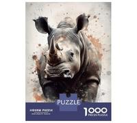 Puzzles 1000 Pièces pour Adolescents Rhinoceros Beauty Puzzles pour Adolescents, Jouets Anti-Stress, Difficile, Excellent Cadeau pour Les Jeux 52x38cm/1000pcs