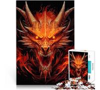 Puzzles 1000 pièces pour Adolescents Roi Dragon de Feu Légendaire Soulagement du Stress est idéal comme Cadeau pour Toute la Famille 38x26cm