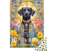Puzzles 1000 Pièces pour Adolescents Royal Black Labrador Art Print Puzzles pour Adultes Jeux Relaxants Assemblage De Motifs Cadeau d'anniversaire, Cadeaux, 38x26cm/1000pcs