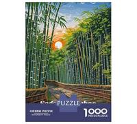 Puzzles 1000 Pièces pour Adolescents Sagano Bamboo Forest Japan Illustration Puzzles pour Adultes - Jeux De Construction - Découpe De Précision - Stimule Le Cerveau 52x38cm/1000pcs