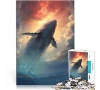 Puzzles 1000 pièces pour Adolescents Sainte Baleine Séjour Anti-Stress pour Tuer Le Temps avec Affiche et Feuille de Questions correspondantes 50x70cm