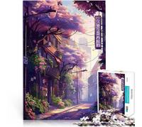 Puzzles 1000 pièces pour Adolescents Sakura Street Spring Anime Jeux éducatifs Décoration d'intérieur décoration Murale 52x38cm