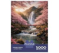 Puzzles 1000 Pièces pour Adolescents Sakura Waterfall Landscape Puzzles pour Adolescents, Jouets, Décoration Murale, Cadeaux pour Femmes, Cadeau d'anniversaire, Cadeaux, 38x26cm/1000pcs