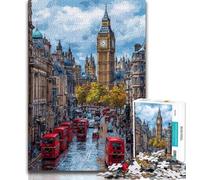 Puzzles 1000 pièces pour Adolescents, scènes de Rue de Londres pour Adultes, Anti-Stress, défi Difficile, Cadeaux du Père Noël Secret (Taille 38x26cm)