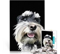 Puzzles 1000 pièces pour Adolescents Schnauzer avec la Langue tirée Vector Impossible Car C'est Un pour Toute la Famille 38x26cm