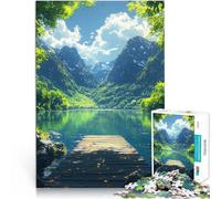 Puzzles 1000 pièces pour Adolescents Sérénité du lac de Montagne Jeu Familial Anti-Stress Défi Difficile Une œuvre d'art 38x26cm