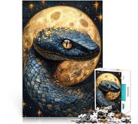 Puzzles 1000 pièces pour Adolescents Serpent Cosmique et Lune dorée Jeu de Quiz Chaque pièce est Unique - Jeu Familial Stimulant et Amusant 75x50cm