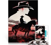 Puzzles 1000 pièces pour Adolescents Silhouette de Cow-Boy à Double Exposition Défi Difficile Bon Cadeau 52x38cm