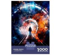 Puzzles 1000 Pièces pour Adolescents Silhouette in A Futuristic Tunnel Puzzle Jeux Relaxants, Amusants Et Humoristiques Cadeau d'anniversaire, Cadeaux, 52x38cm/1000pcs