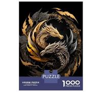 Puzzles 1000 Pièces pour Adolescents Silver Gold Dragon Puzzles pour Adolescents, Jouets Anti-Stress, Difficile, Excellent Cadeau pour Les Jeux 38x26cm/1000pcs