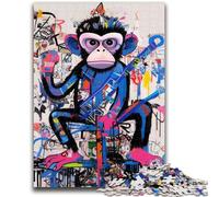 Puzzles 1000 pièces pour Adolescents Singe Style Basquiat pour et à partir de 14 Ans Jeu Pratique Jeu de Noël Cadeaux 38x26cm