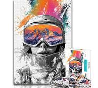 Puzzles 1000 pièces pour Adolescents, Ski, Jeu éducatif et Stimulant pour Toute la Famille, pour Anniversaire, Noël, 50x75cm