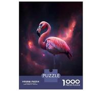 Puzzles 1000 Pièces pour Adolescents Space Flamingo Puzzles pour Adultes - Jeux De Détente - Assemblage De Motifs pour Les Amateurs De Jeux 52x38cm/1000pcs