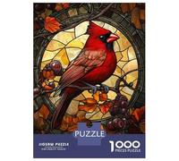 Puzzles 1000 Pièces pour Adolescents Stained Glass Cardinal Puzzle Jouet Décoration Murale Vacances À La Maison Cadeaux pour Les Amis Et La Famille 52x38cm/1000pcs