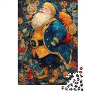 Puzzles 1000 Pièces pour Adolescents Stained Glass Christmas Santa Claus Puzzle Jeux Relaxants, Amusants Et Humoristiques Cadeau d'anniversaire, Cadeaux, 38x26cm/1000pcs