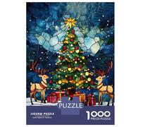 Puzzles 1000 Pièces pour Adolescents Stained Glass Christmas TR Puzzle Jouet Décoration Murale Vacances À La Maison Cadeaux pour Les Amis Et La Famille 70x50cm/1000pcs