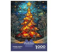 Puzzles 1000 Pièces pour Adolescents Stained Glass Christmas Tree Puzzles pour Adultes - Jeux De Détente - Assemblage De Motifs pour Les Amateurs De Jeux 70x50cm/1000pcs
