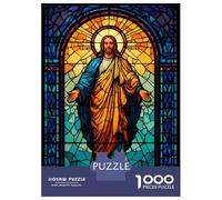 Puzzles 1000 Pièces pour Adolescents Stained Glass Jesus Christ Illustration Puzzle pour Adultes, Jouet, Décoration Murale, Découpe De Précision, Cadeau Anti-Stress 70x50cm/1000pcs