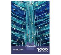 Puzzles 1000 Pièces pour Adolescents Stained Glass Waterfall with Stars Puzzles pour Adolescents, Jouets Anti-Stress, Difficile, Excellent Cadeau pour Les Jeux 70x50cm/1000pcs