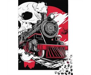 Puzzles 1000 Pièces pour Adolescents Steampunk Skull Train Art Print Puzzles pour Adolescents, Jouets, Décoration Murale, Cadeaux pour Femmes, Cadeau d'anniversaire, Cadeaux, 38x26cm/1000pcs
