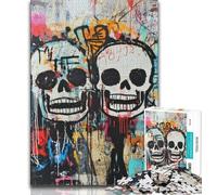Puzzles 1000 pièces pour Adolescents, Style Basquiat, têtes de Mort, pour Adultes, Anti-Stress, défi Difficile, Cadeaux du Père Noël Secret (Taille 75x50cm)