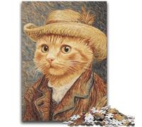 Puzzles 1000 pièces pour Adolescents, Style Night Sky, Chat Orange, Jouets addictifs pour la décoration de la Maison (75x50cm)