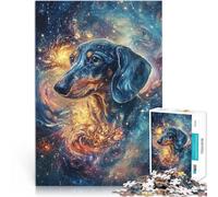 Puzzles 1000 pièces pour Adolescents Teckel Cosmique, Chien Teckel Spatial Jeu Stimulant Liste de souhaits avec Le Père Noël 75x50cm