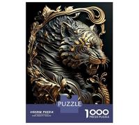 Puzzles 1000 Pièces pour Adolescents Tiger Golden Art Deco Puzzles pour Adolescents, Jouets Anti-Stress, Difficile, Excellent Cadeau pour Les Jeux 38x26cm/1000pcs