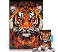 Puzzles 1000 pièces pour Adolescents Tigre vitrail Séjour Anti-Stress pour Tuer Le Temps Car C'est Un pour Toute la Famille 38x26cm