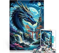 Puzzles 1000 pièces pour Adolescents Torii en Forme de Silhouette de Dragon Impossible avec Affiche et Feuille de Questions correspondantes 75x50cm