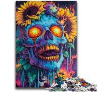 Puzzles 1000 pièces pour Adolescents Tournesol Crâne pour et à partir de 14 Ans Jeu Pratique Jeu de Noël Cadeaux 50x75cm